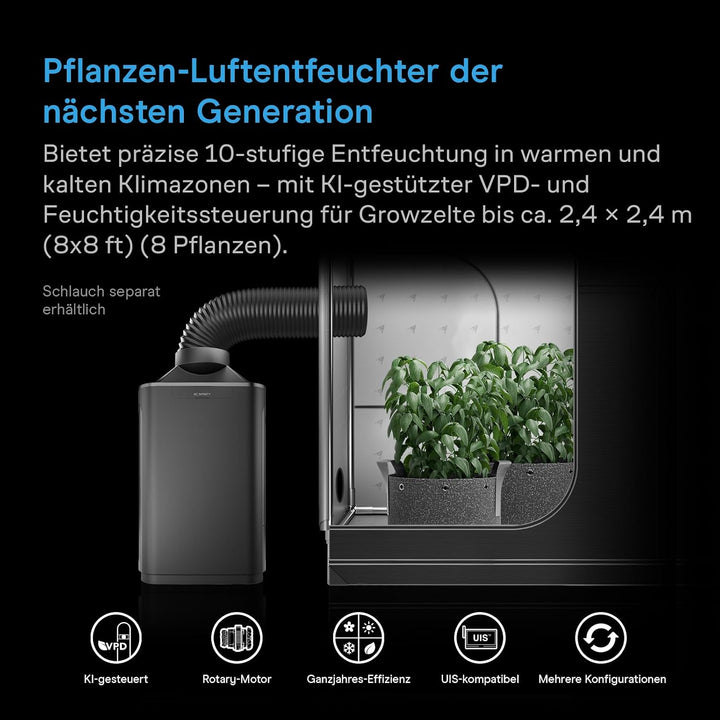AC Infinity HYDRONE 7, Pflanzen-Luftentfeuchter VPD-Feuchtigkeitssteuerung 4-6 Pflanzen, 4-6 Pflanze