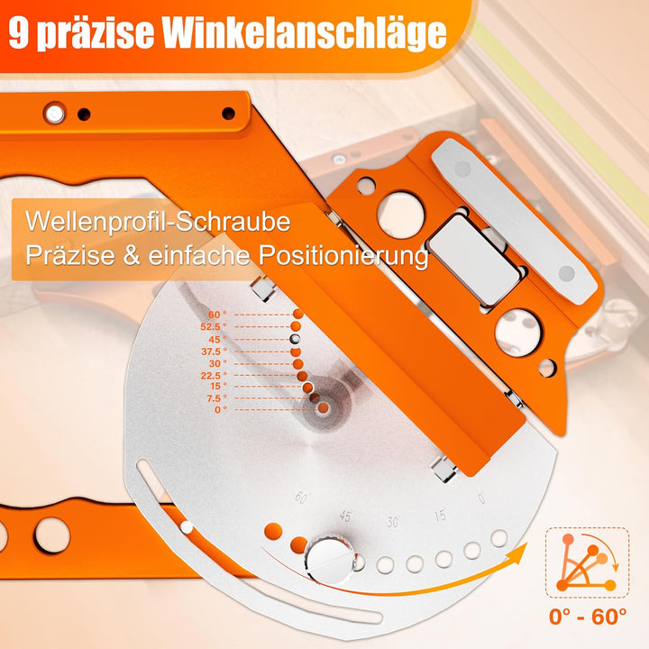 SpeTool Verstellbarer Winkelanschlag Führungsschiene, quadratische Führungsschiene, 9 Winkelanschläg