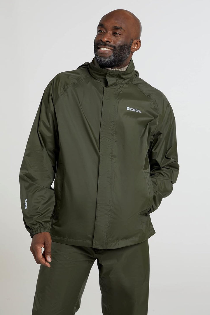 Mountain Warehouse Pakka Herren Wasserdicht Leichte verpackbare Regen Renn Sport Jacke 4XL Khaki, 4X