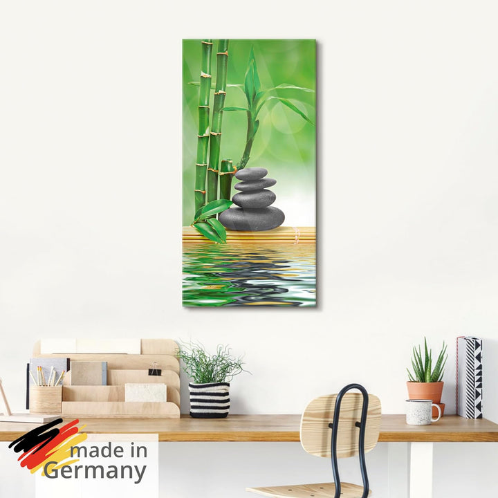 ARTland Glasbilder Wandbild Glas Bild einteilig 30x60 cm Hochformat Asien Wellness Zen Spa Steine Ba