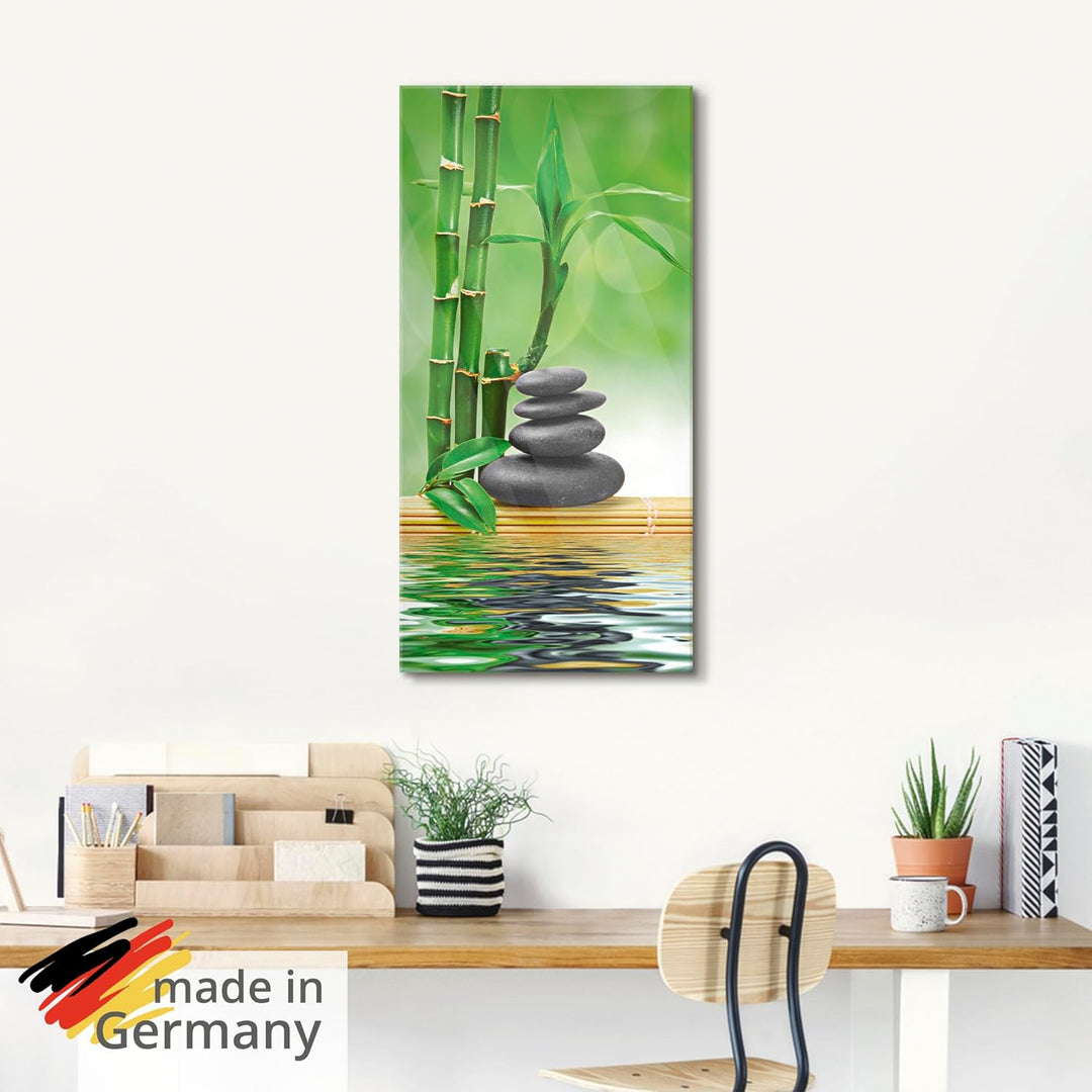 ARTland Glasbilder Wandbild Glas Bild einteilig 60x80 cm Hochformat Asien Wellness Zen Spa Steine Ba
