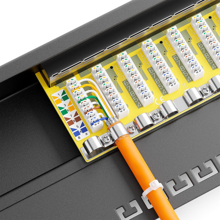 deleyCON CAT 6 Patchpanel Verteilerfeld 16 Port - Desktop 19" Zoll Rackeinbau Servermontage - RJ45 -