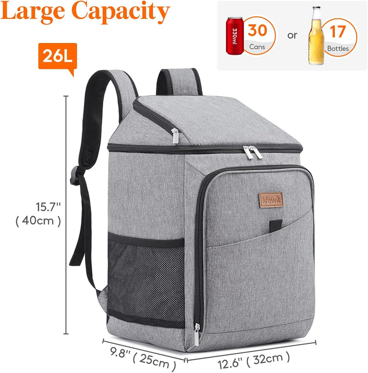 Lifewit 26L Kühlrucksack Thermo Rucksack Kühltasche Isolierte Cooler Bag Weich Doppeldecker für Pick