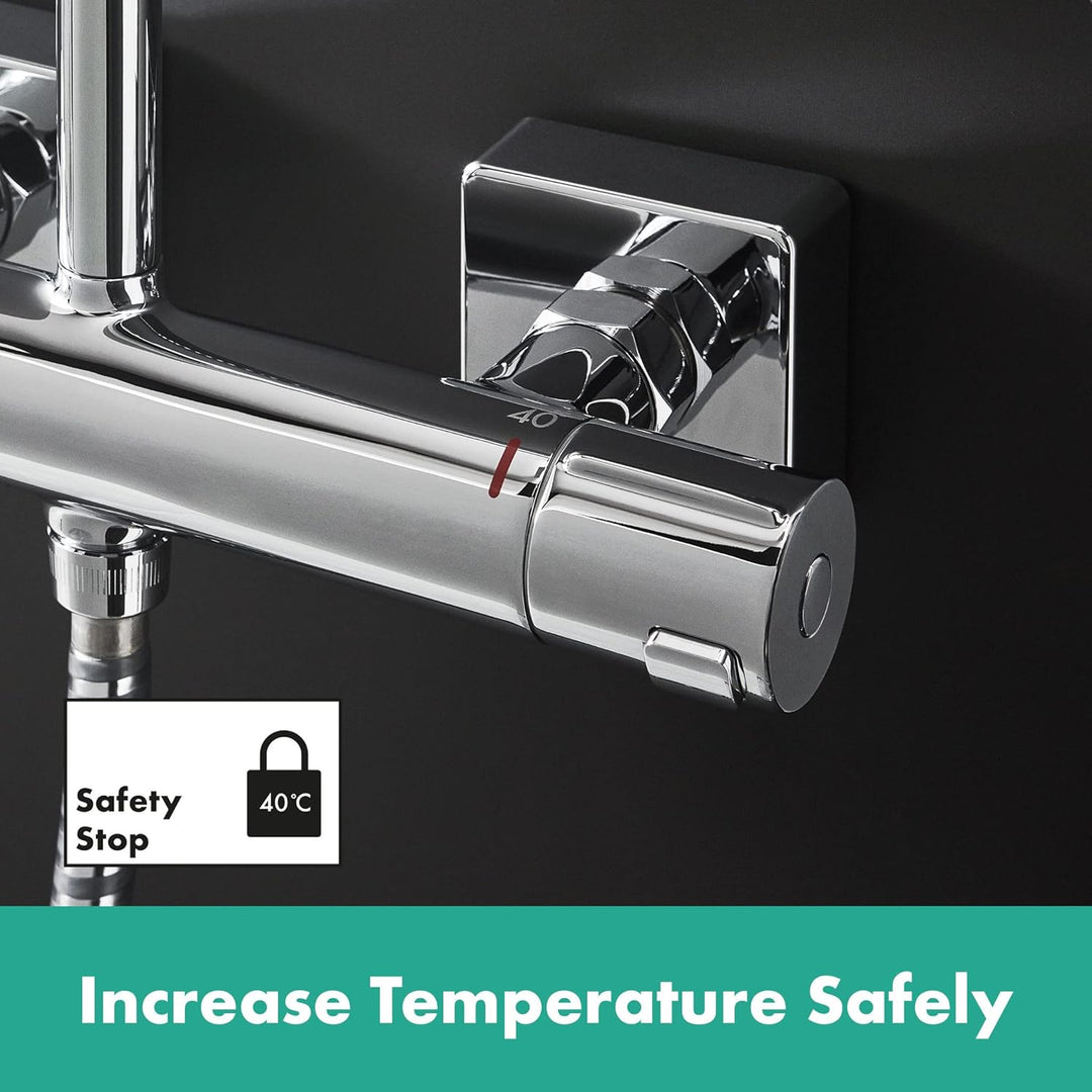 hansgrohe Vernis Shape - Duschsystem mit Thermostat, Regendusche (230 x 170 mm) mit Armatur, Handbra
