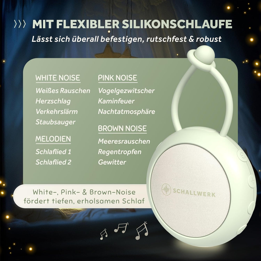 Schallwerk ® White Noise Machine Baby – Einschlafhilfe für Babys & Erwachsene mit weissem Rauschen,