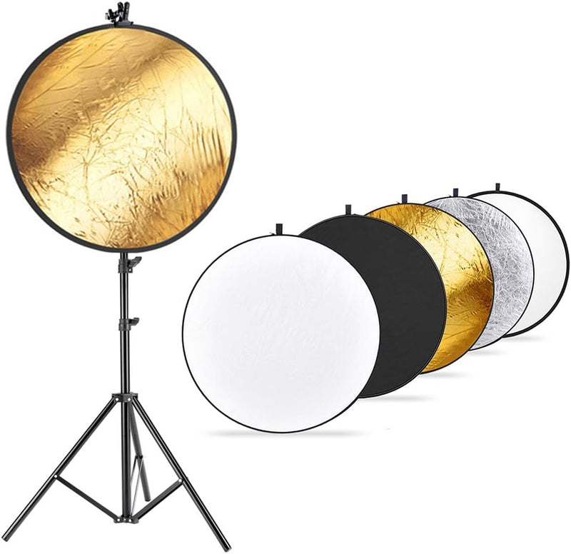 Neewer Fotostudio Beleuchtung Reflektor und Stativ Set: 110 Zentimeter 5 in 1 Mehrfach Scheiben Refl