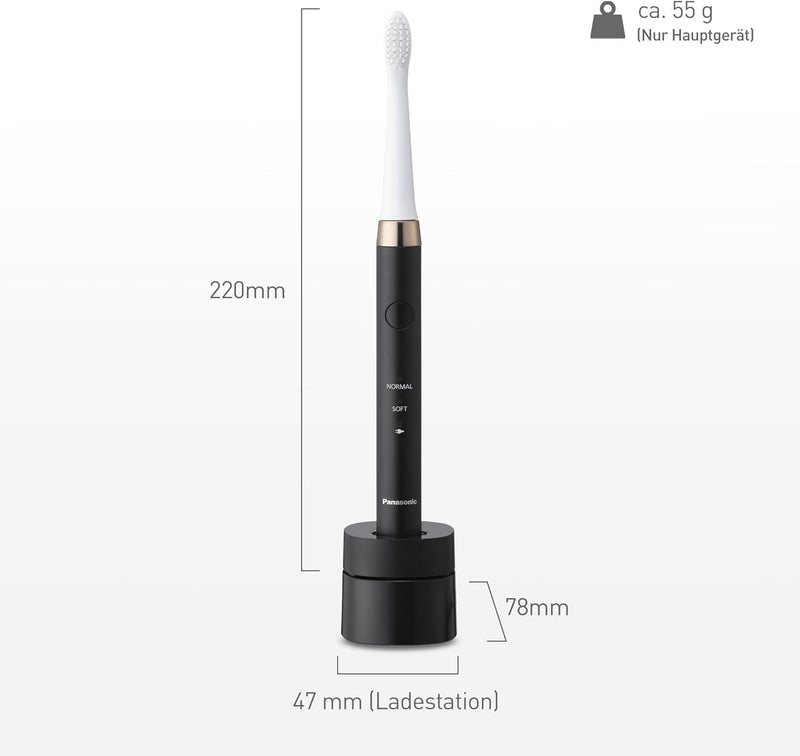 Panasonic EW-DM81-K503 Elektrische Zahnbürste, 2 Aufsteckbürsten, Timer, 2 Betriebsmodi, ergonomisch