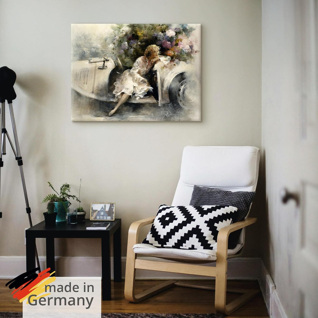 ARTland Leinwandbilder Wandbild Bild auf Leinwand 80 x 60 cm Menschen Frau Malerei Creme Tagträumer