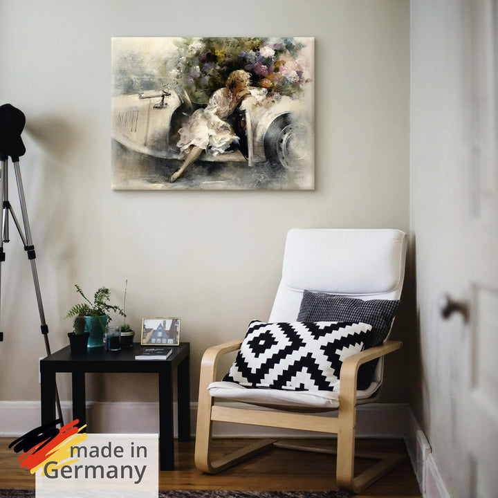 ARTland Leinwandbilder Wandbild Bild auf Leinwand 80 x 60 cm Menschen Frau Malerei Creme Tagträumer