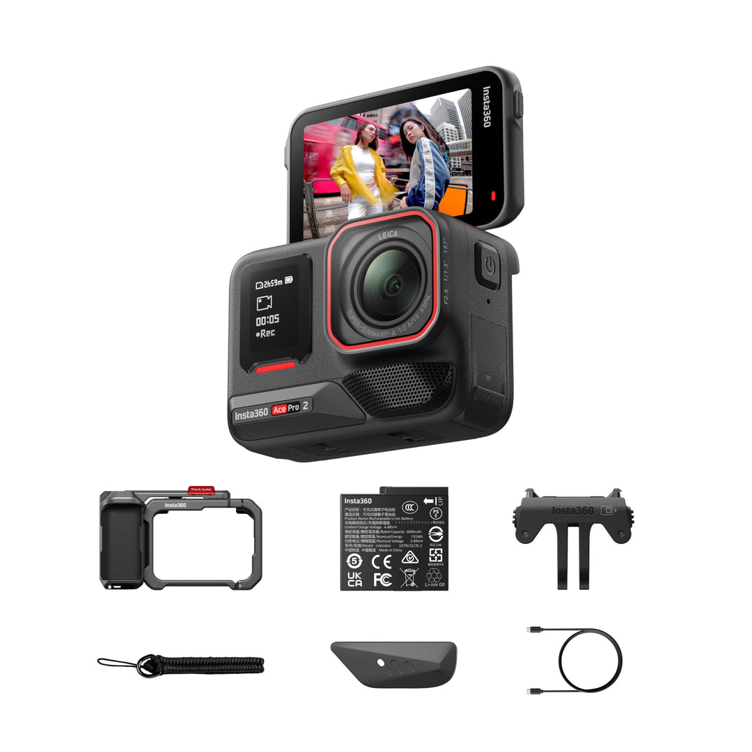 Insta360 Ace Pro 2 Xplorer-Bundle Schiefergrau – wasserdichte 8K Action-Kamera mit Leica entwickelt,