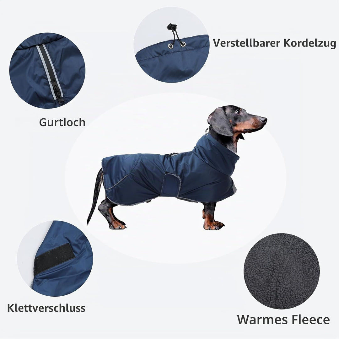 MOREZI Hundejacke ist eine wasserdichte, mit Fleece gefütterte Hundewinterjacke mit verstellbarem Gü