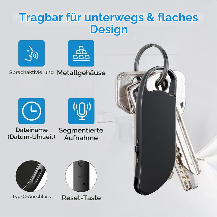 Mini Digitales Diktiergerät 32GB, Clooissr 1536 Kbps Diktiergerät Aufnahmegerät mit Rauschunterdrück