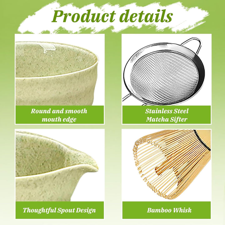 Matcha set, Japanisches Tee-Set, Matcha-Schale, Schaufel, Sieb, Matcha-Besenhalter, Matcha-Besenstän