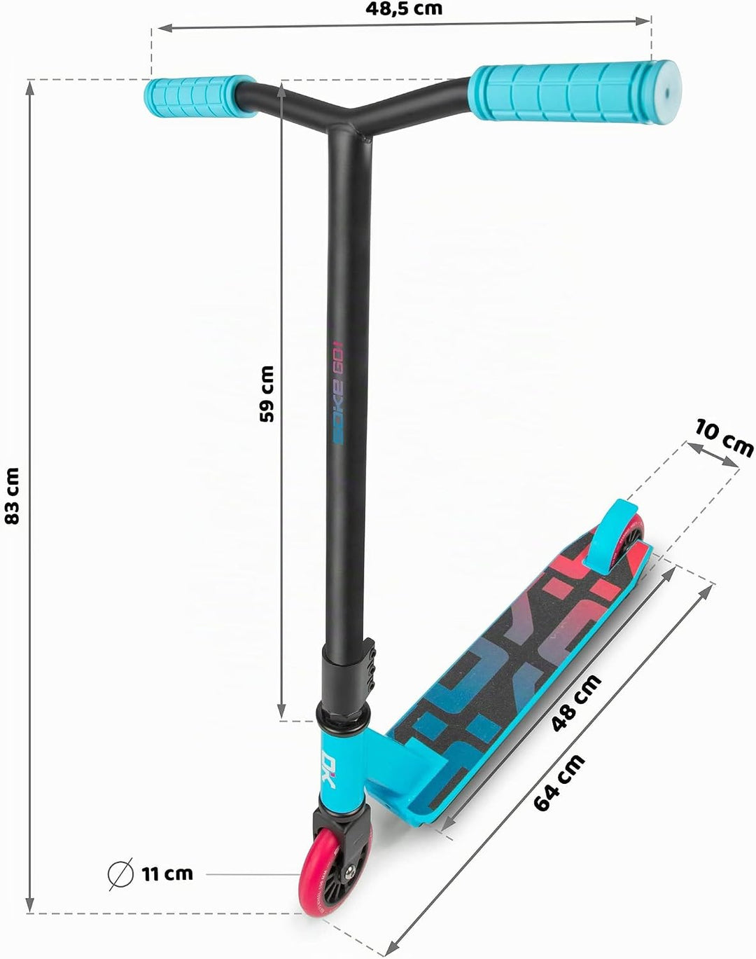 SOKE Stunt Scooter Erwachsene Jugendliche - Freestyle Roller ABEC-9 Kugellager - 100 mm Räder - 48,5