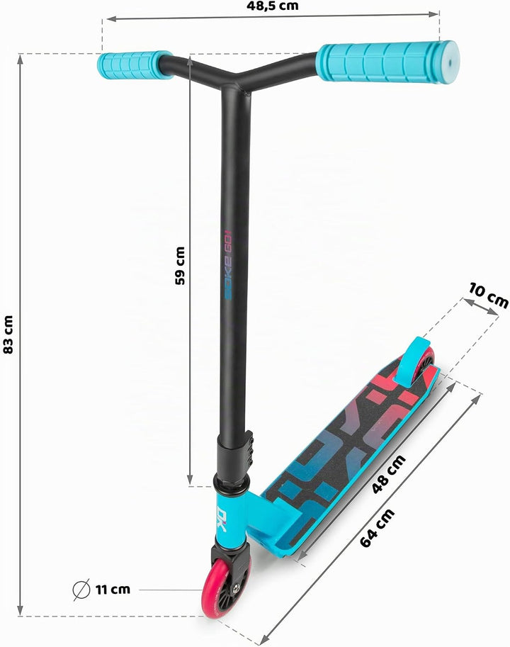 SOKE Stunt Scooter Erwachsene Jugendliche - Freestyle Roller ABEC-9 Kugellager - 100 mm Räder - 48,5