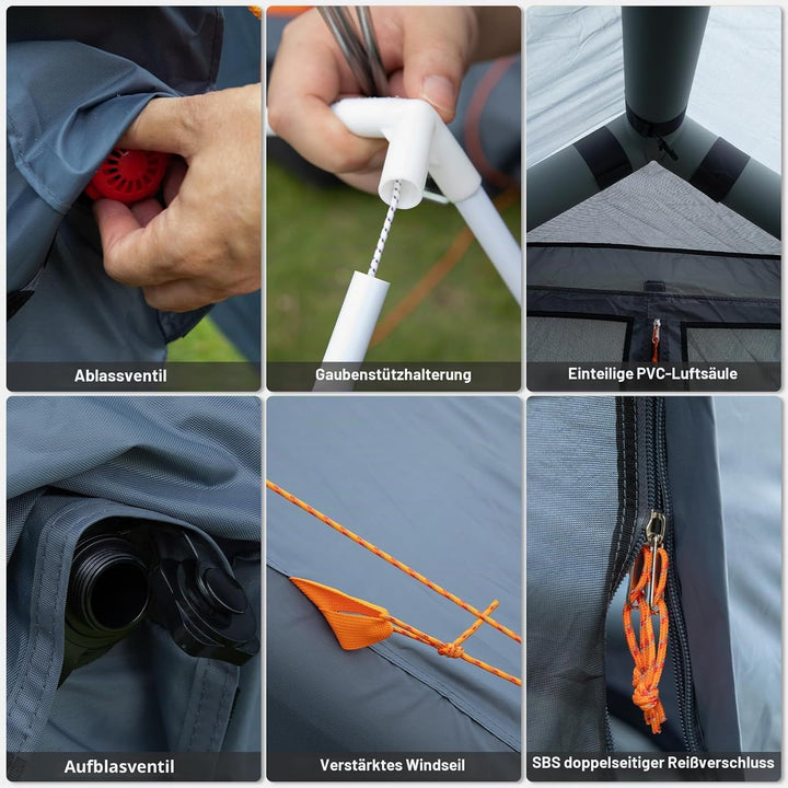 Inflatable Camping Tent, with Manual air Pump, Easy to Set up, Outdoor Inflatable Tent, can accommod