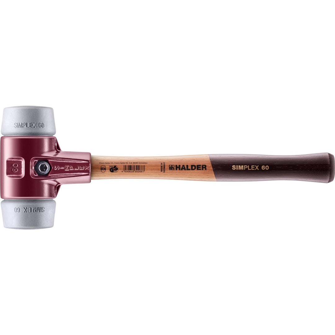 SIMPLEX-Schonhammer, TPE-mid; mit Tempergussgehäuse und hochwertigem Holzstiel | D=60 mm | 3003.060