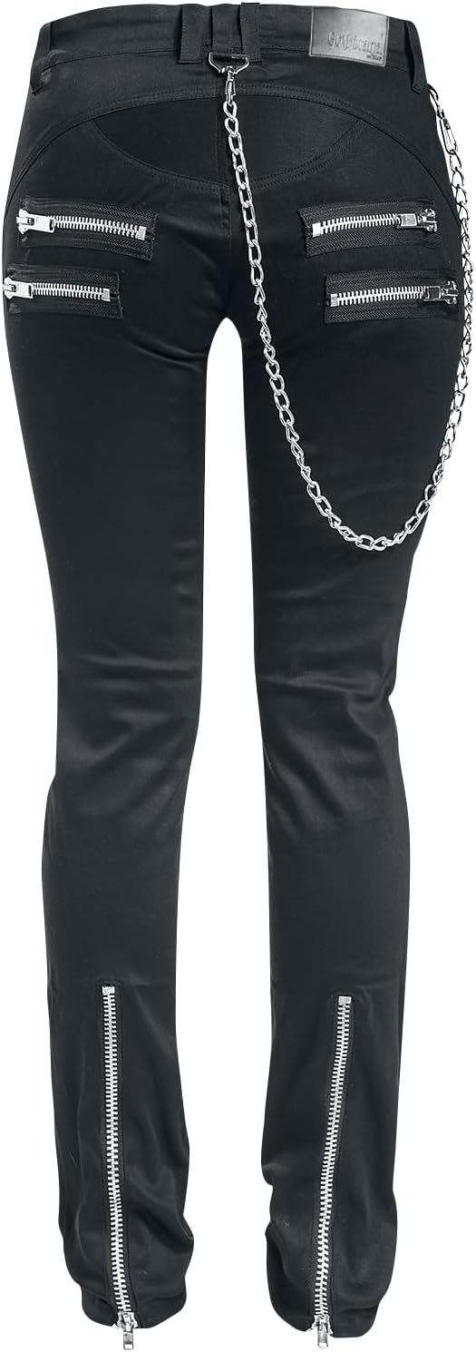 Gothicana by EMP Damen Schwarze Jeans mit Reissverschlüssen W29L32