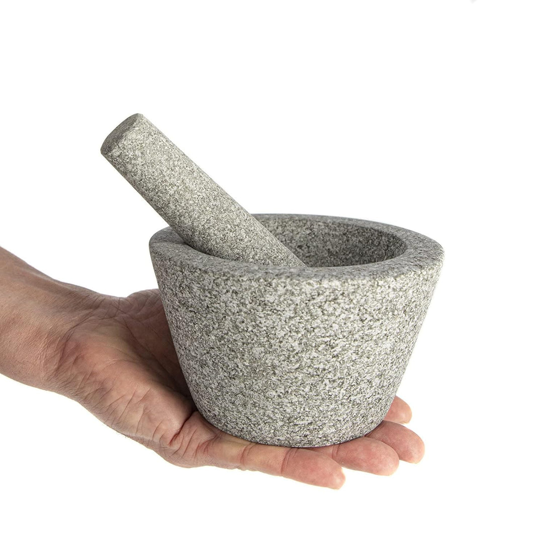 Mörser und Stössel aus Granit 13cm – Steinmörser | Küchenmörser | Mörser mit einem Stampfer