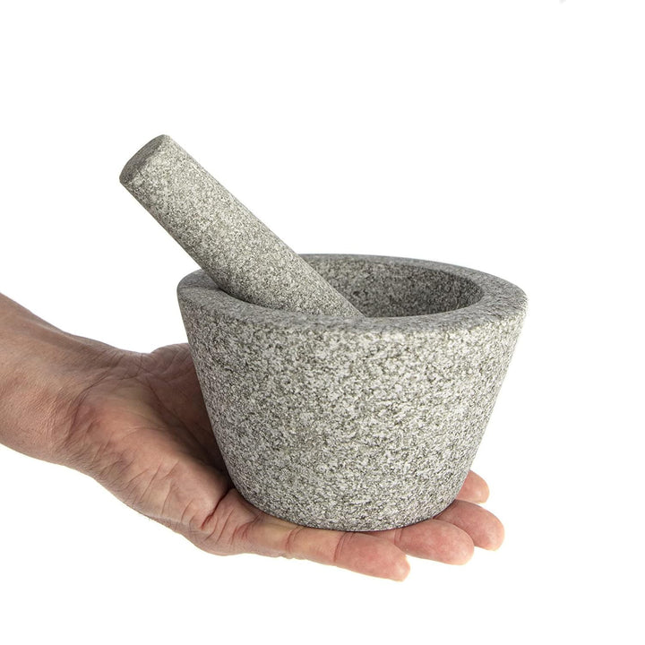 Mörser und Stössel aus Granit 13cm – Steinmörser | Küchenmörser | Mörser mit einem Stampfer