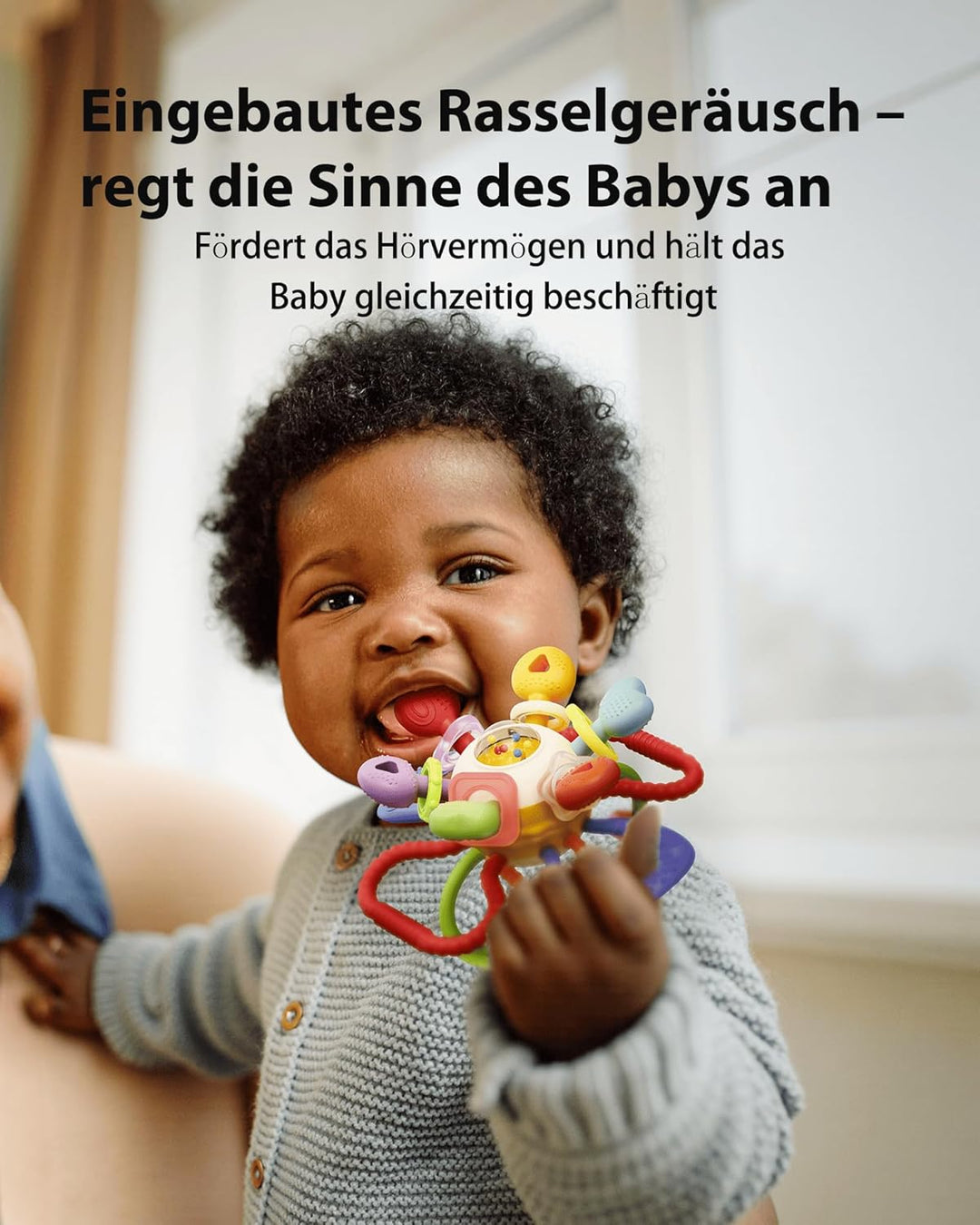 Infinno Baby Greifball & Rassel,BPA-freies Silikon Beissring-Spielzeug für 0-12 Monate, Multifunktio