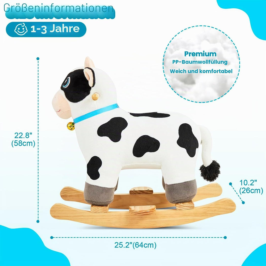 FUNLIO Kuh-Schaukelpferd für Kinder 1–3 Jahre, niedliches Baby-Schaukelpferd mit weichem Kopf, funke