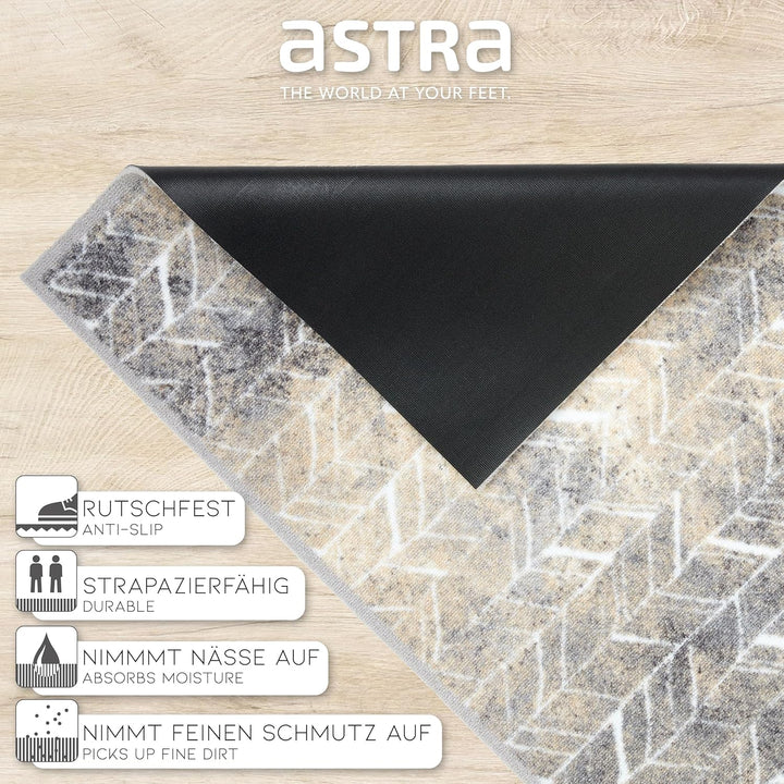 Astra rutschfeste Sauberlaufmatte innen - Fischgrät Linien 66 x 110 cm - Wohnraum Fussmatte Design -