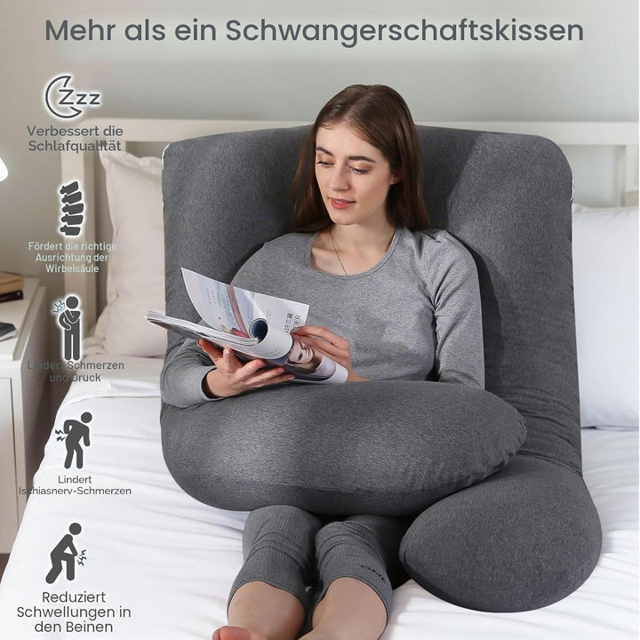 SHANNA Schwangerschaftskissen U Form Seitenschläferkissen Stillkissen Fütternkissen mit Gestrickte B
