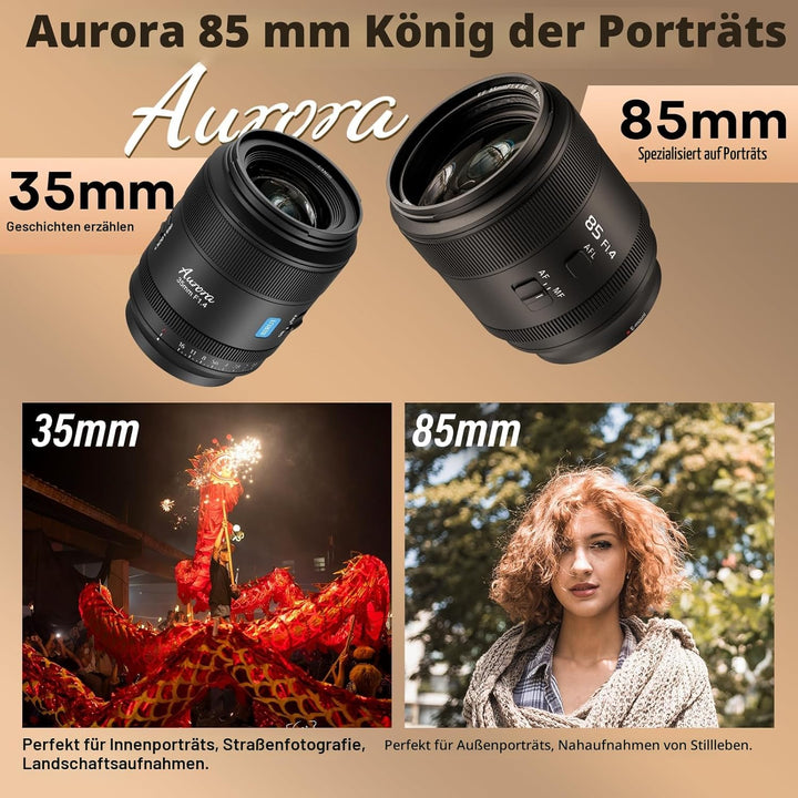 SIRUI Aurora 85 mm F1.4 Vollformat Autofokusobjektiv, Teleobjektiv Prime Portrait für E-Mount-Kamera