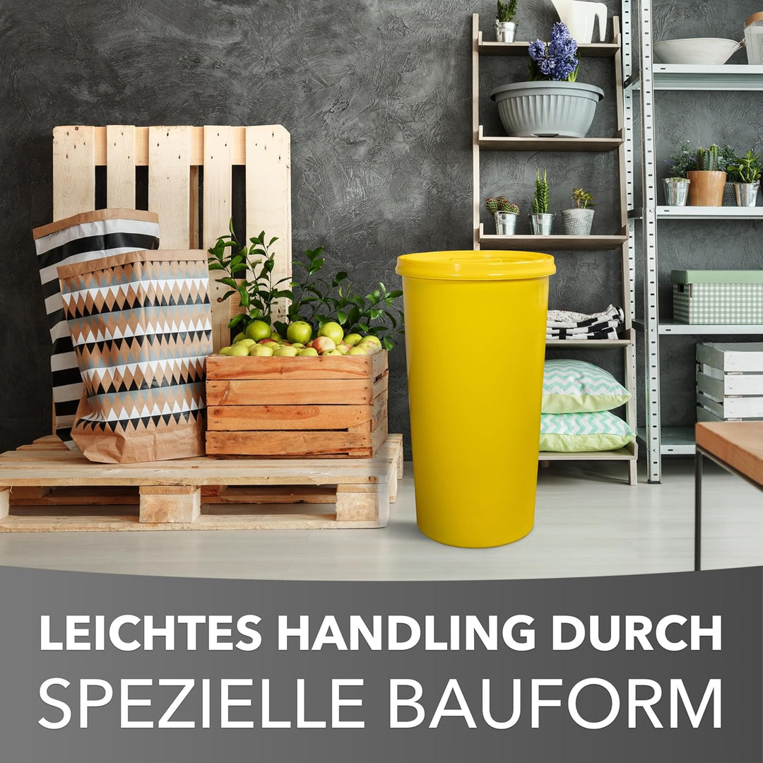 Mülleimer 60l mit geruchsdichtem Deckel (Gelb), Gelber Sack Ständer, Made in Germany, Müllsackstände