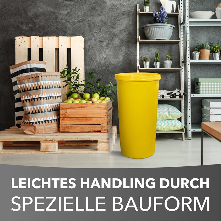 Mülleimer 60l mit geruchsdichtem Deckel (Gelb), Gelber Sack Ständer, Made in Germany, Müllsackstände