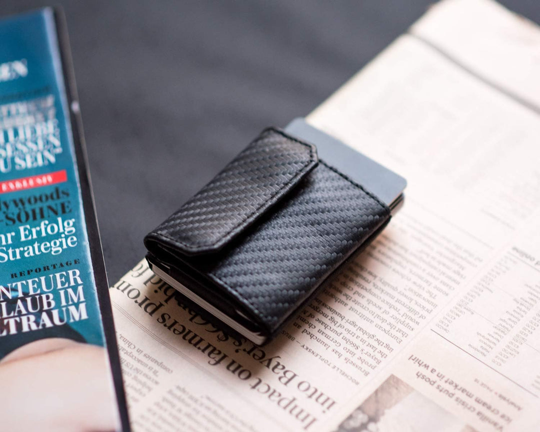 Jaimie Jacobs Minimalist Wallet Nano Boy Pocket Mini Geldbörse aus Textil mit Zugband schmaler Karte