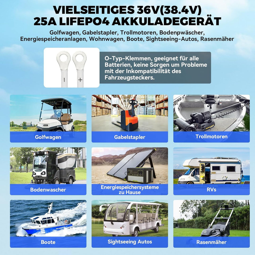 KAISAL 43.8V 25A LiFePO4 Ladegerät für 36V (38.4V) LiFePO4 Lithium-Eisenphosphat-Batterien, 36V Lith
