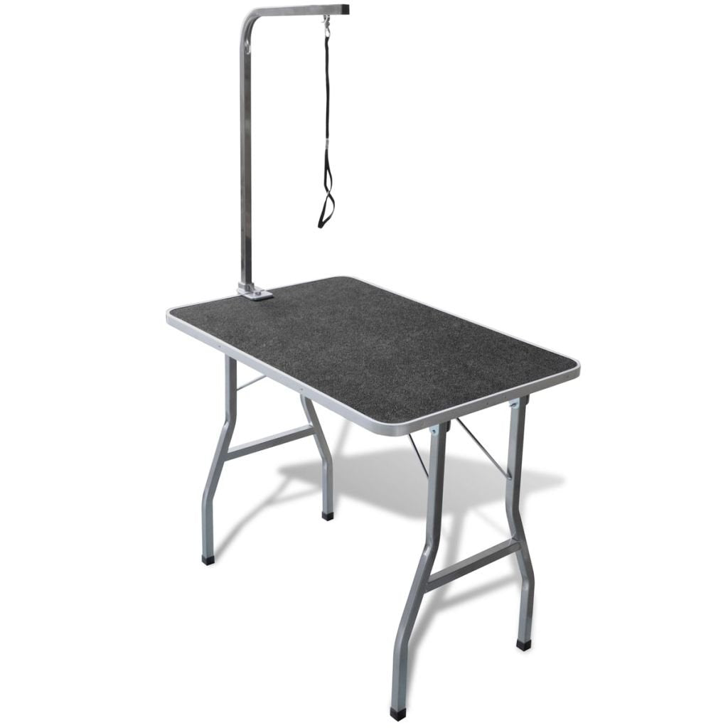yorten Trimmtisch Schertisch Klappbar mit 1 Galgen Höhenverstellbar Schwarz 97 x 61 x 154,5 cm (L x