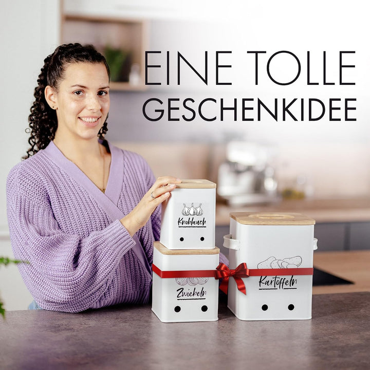 Kartoffel Aufbewahrungsbox [3er Set] - Ein echter Hingucker in deiner Küche! - Schaffe Ordnung mit d