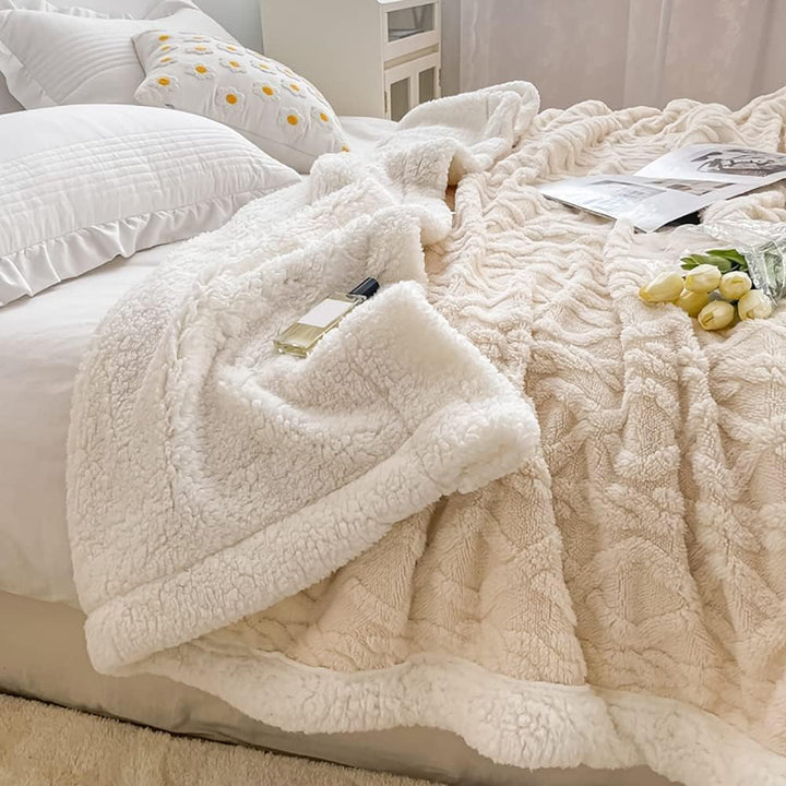 WONGS BEDDING Kuscheldecke 220x240 Flauschig Sherpa Decke, Sofaüberwurf Fleecedecke, Dick Sofadecke