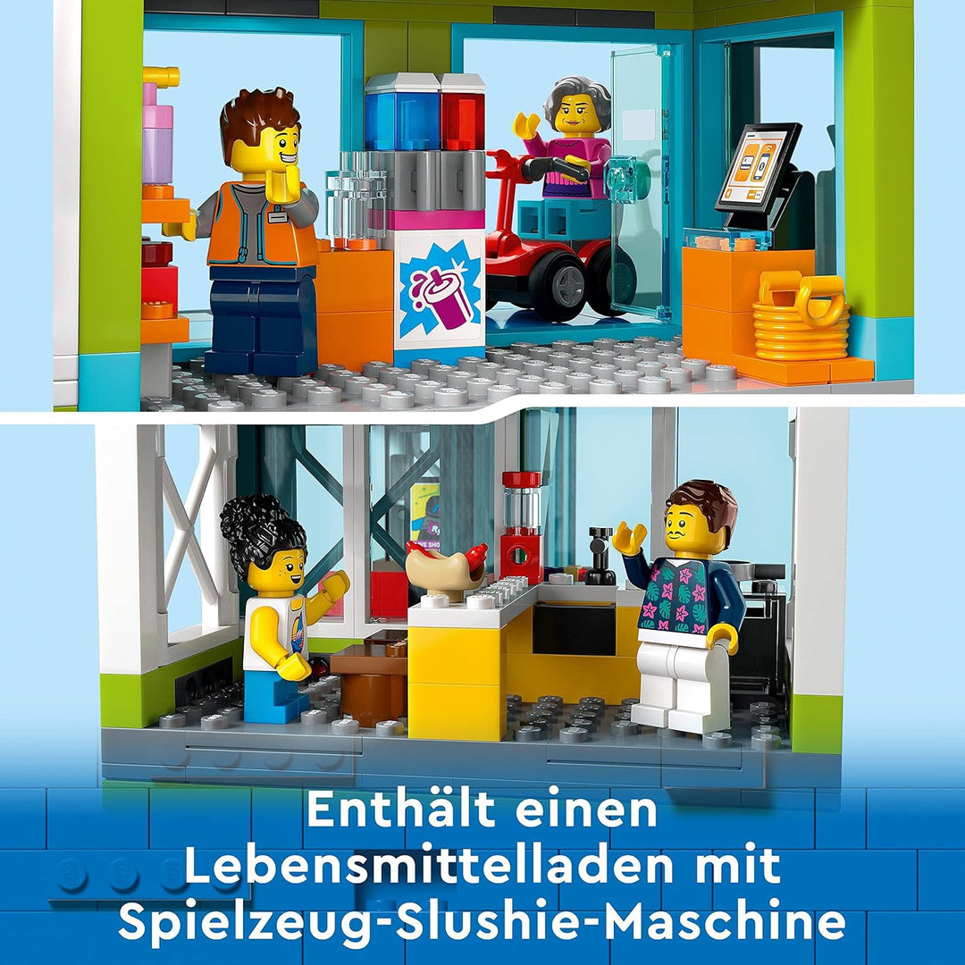 LEGO 60365 City Appartementhaus Set, Konstruktions-Spielzeug mit Eckladen, Wohnzimmer, Küche und Sch