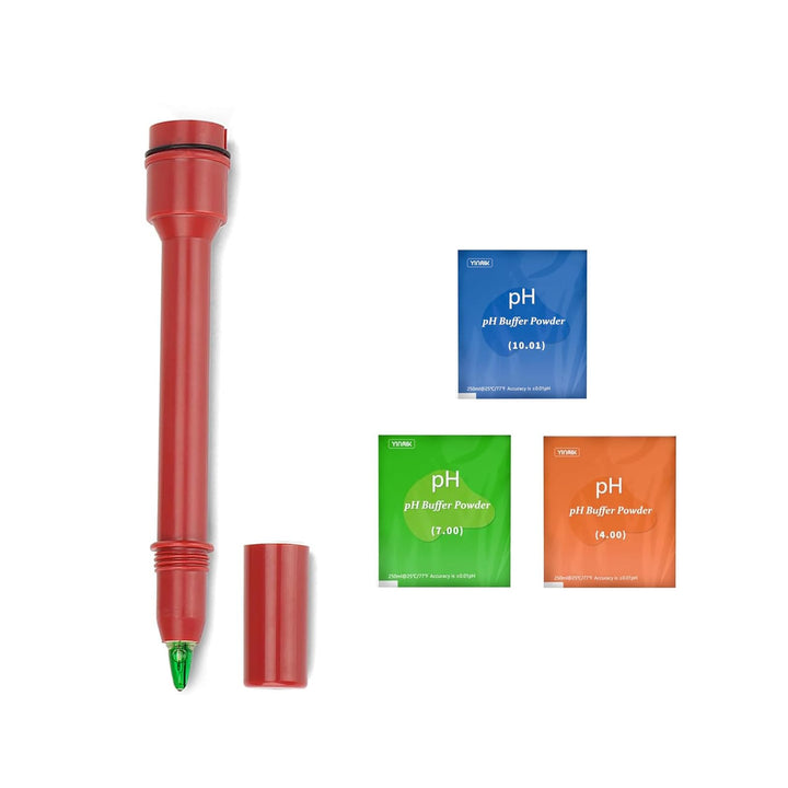 Boden pH Messgerät Sonde, pH Ersatzelektrode mit 4,0/7,0/10,0 pH Kalibrierungspulver Kit für Boden p
