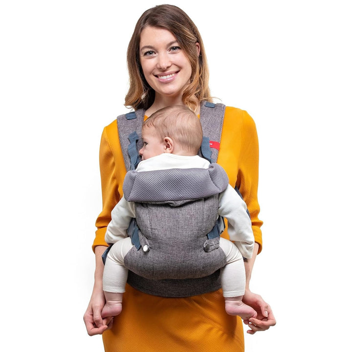 You+Me 4-in-1 Babytrage mit 3D-Cool Mesh – Für Neugeborene ab 3,6kg und Kleinkinder bis 14,5kg Grau,