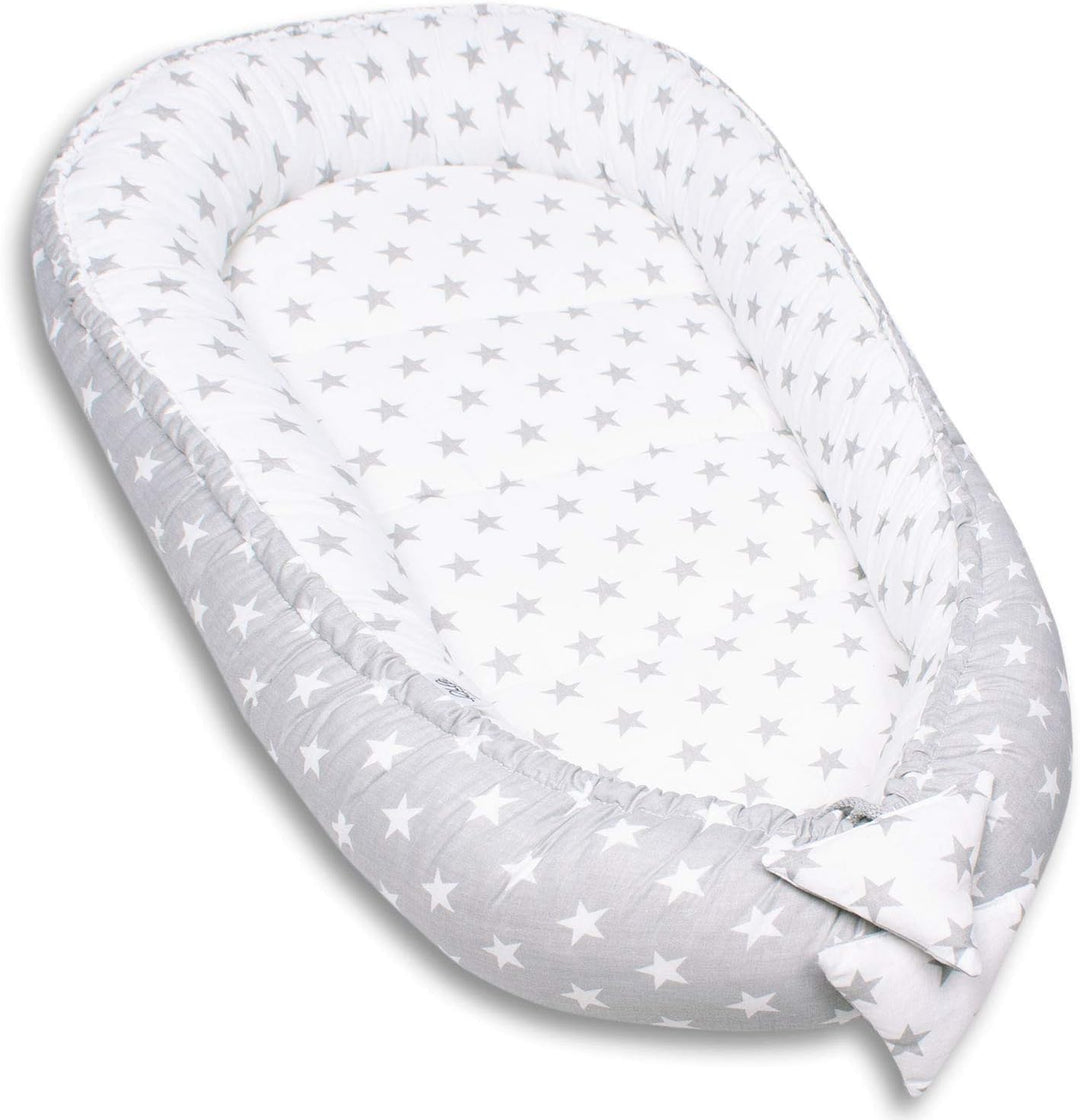 PaLulli Babynest Babynestchen 50x90 cm Babykokon, 2seitig, 100% Baumwolle, Nestchen für Babybett, Ku