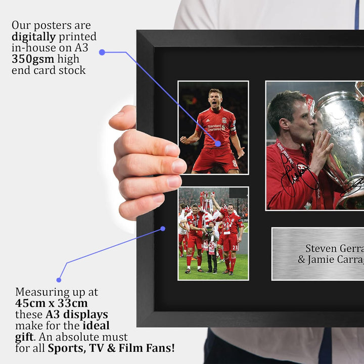 HWC Trading FR A3 Steven Gerrard & Jamie Carragher Liverpool Geschenke Gedruckt, Signiert Autogramm