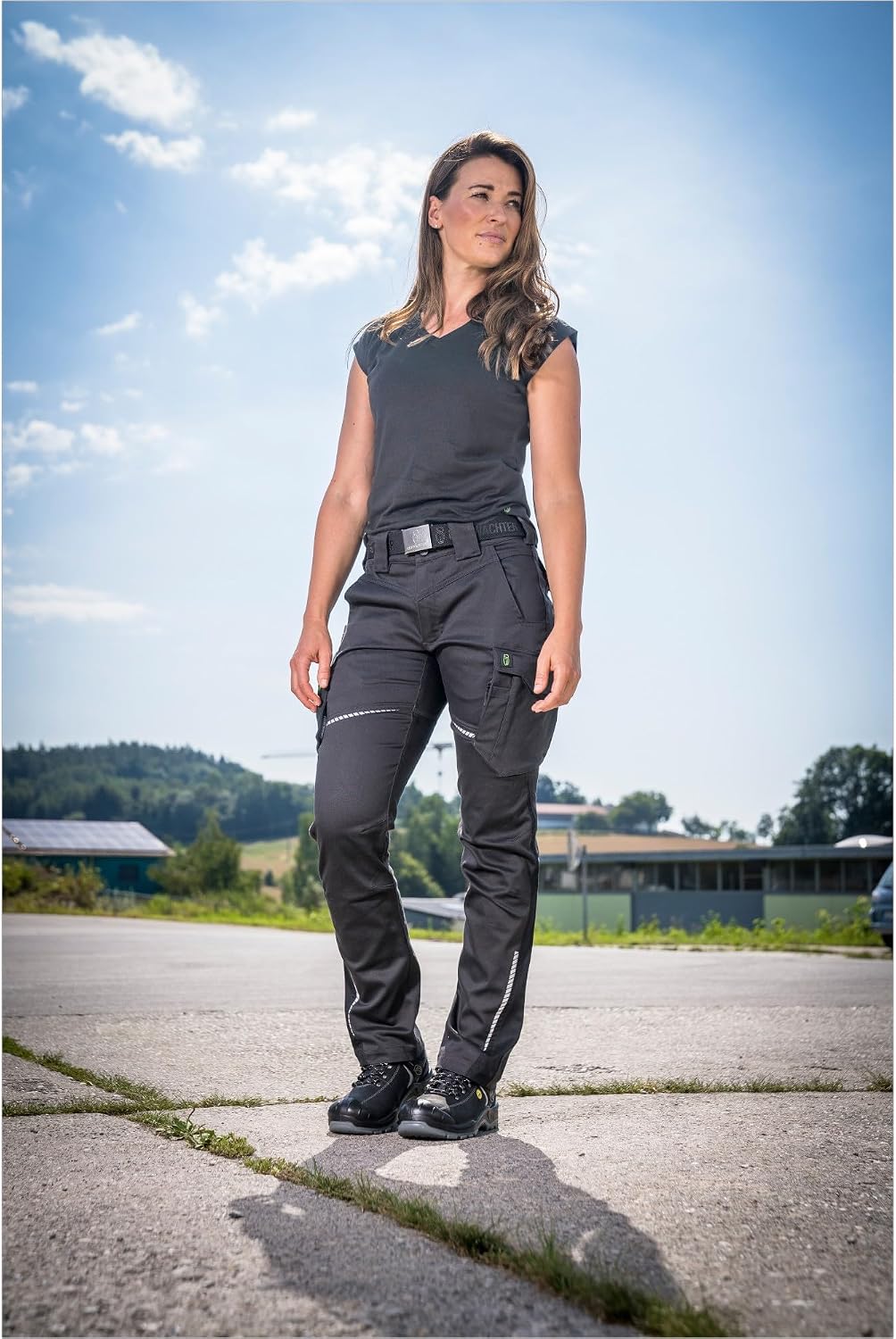 Leibwächter Flex-Line Damen T-Shirt V-Ausschnitt, tailliertes Arbeitsshirt Frauen, schnelltrocknend,