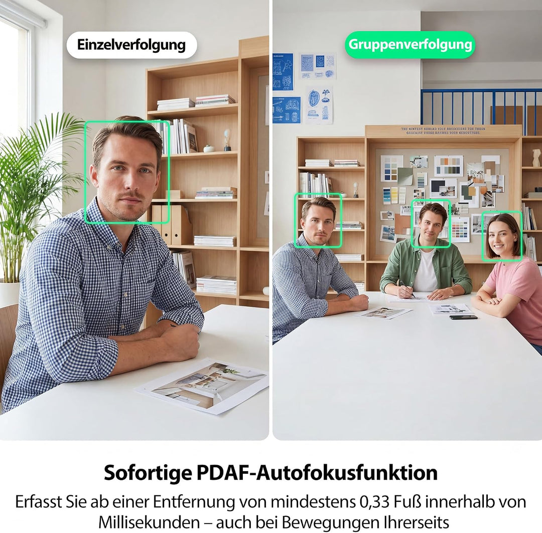2K Webcam mit Autofokus, 1080p@60fps Streaming Kamera für PC Laptop | Dual Mikrofon &amp; Rauschunterdrü