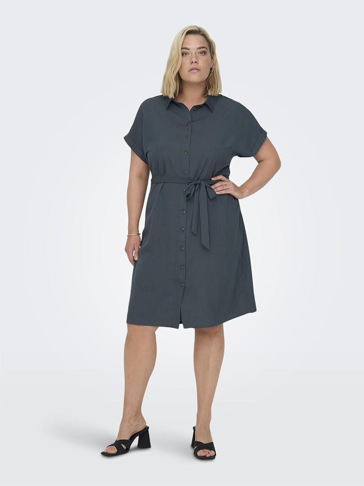 ONLY Damen Cardiega Ss Blk Shirt Dress WVN Noos Kleid 42 Grosse Grössen India Ink, 42 Große Gr&