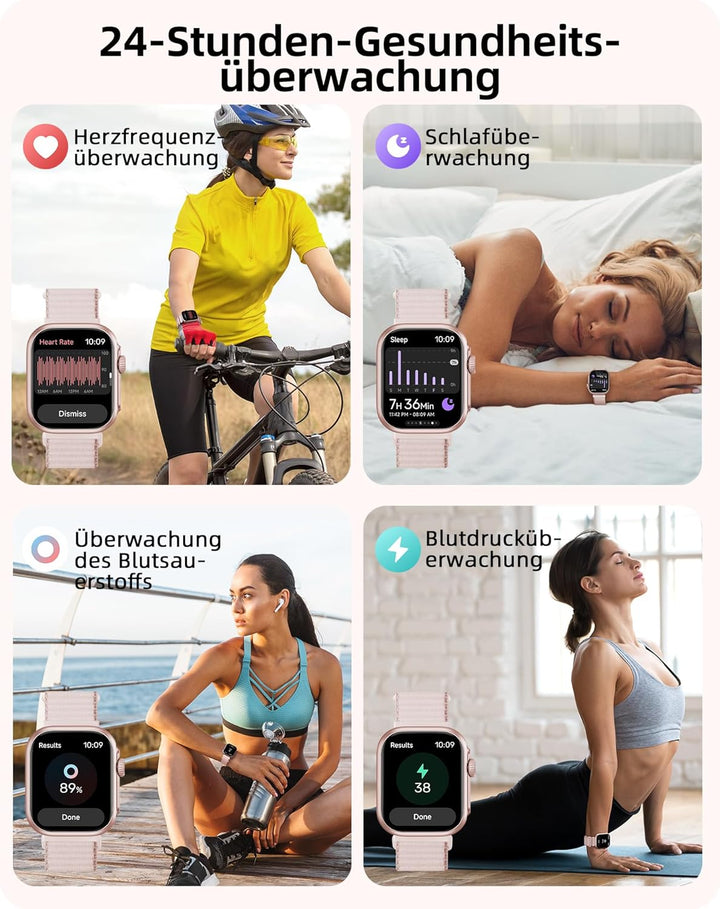 Parsonver Smartwatch Damen mit Telefonfunktion, Fitnessuhr mit GPS, 3 ATM wasserdichte für Schwimmen