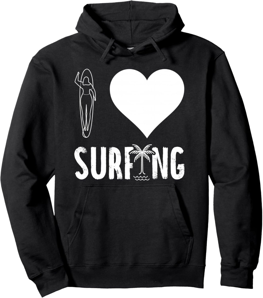 Ich liebe Surfen Surfer Surfboard Surfer Surf Pullover Hoodie