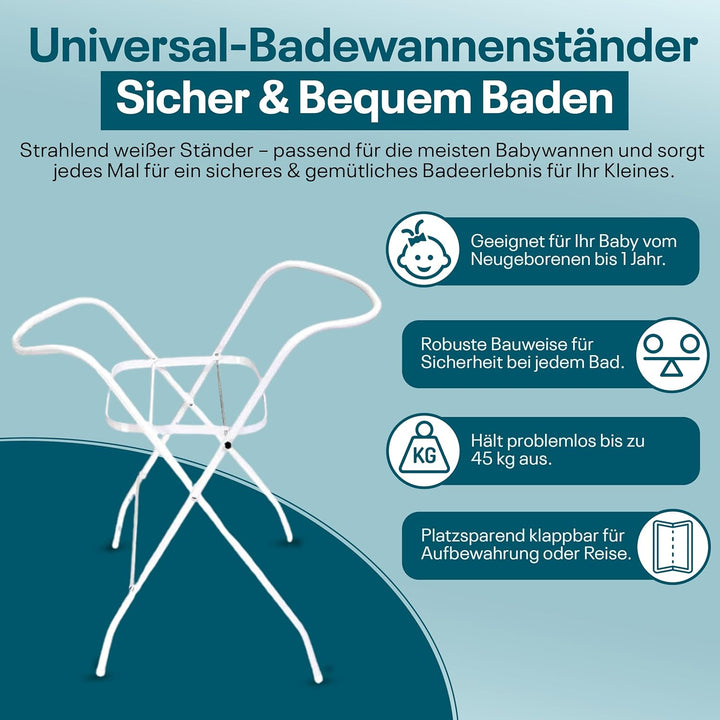 Universalständer für Babywannen, 84 und 100 cm , mit oder ohne Ablage, weiss, ohne Babywanne (84 cm