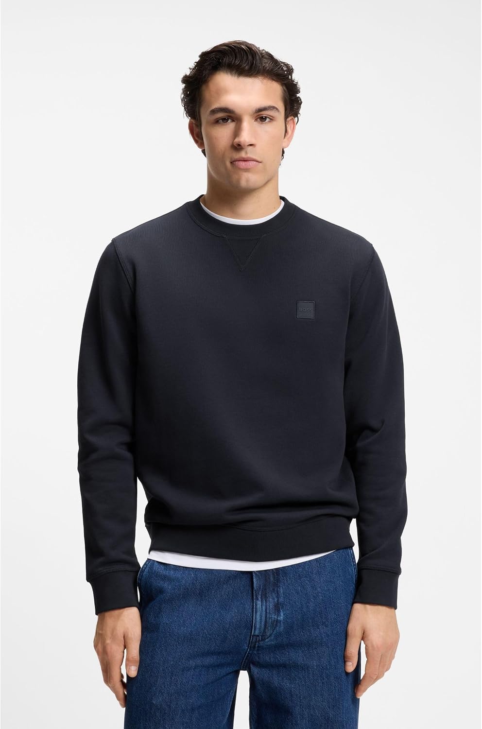 BOSS Herren Westart Regular-Fit Sweatshirt aus Baumwoll-Terry mit Logo-Aufnäher XS Dark Blue404, XS