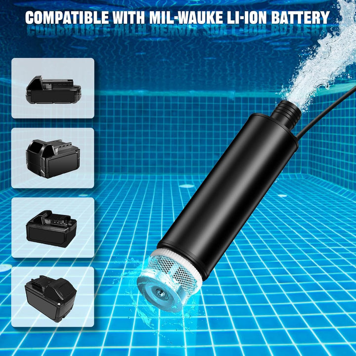Tragbare Wasserpumpe Sumpfpumpe für Milwaukee 18V M18 Lithium Akku, 120W, 12V Regenfass Wassertransf