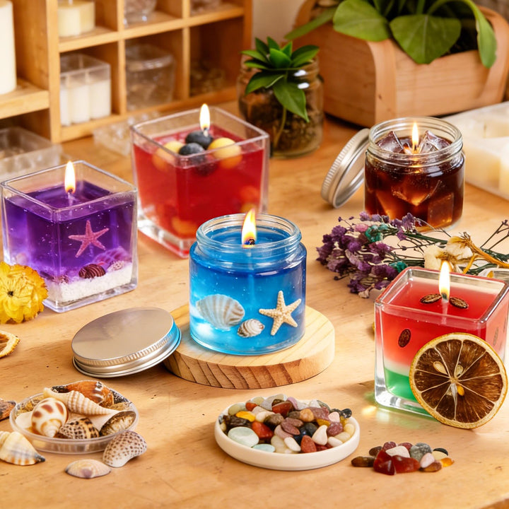 LumaCraft Kerzen Set zur Kerzenherstellung mit klarem Gelwachs – 1000g Transparentes Jelly Wachs mit